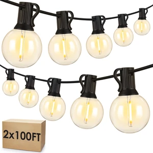 200Ft(2x100Ft) LED Outdoor String Lights Waterproof Dimmable G40 Globe Patio Lights with 100+5 Bulbs for Balcony Gazebo Pergola-Black Cord 200Ft(2x100Ft) LED Outdoor String Lights Waterproof Dimmable G40 Globe Patio Lights with 100+5 Bulbs for Balcony Gazebo Pergola-Black Cord