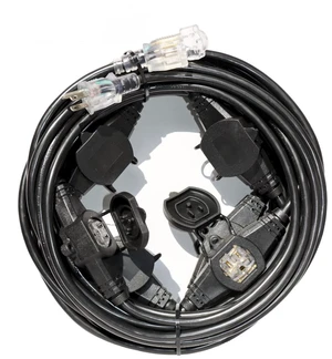 50FT Power Extension Cord 3 Prong, 14 Gauge SJTW 5-15R Cable Male Plug to Female Connector,7 Outlets,Multiple Evenly-Spaced Plug,Suitable for Stage Setting or Outdoor 50FT Power Extension Cord 3 Prong, 14 Gauge SJTW 5-15R Cable Male Plug to Female Connector,7 Outlets,Multiple Evenly-Spaced Plug,Suitable for Stage Setting or Outdoor