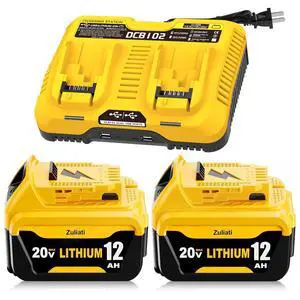 12Ah Replacement for Dewalt 20V Max Battery and DCB102 Charger (3PC) Compatible with Dewalt 20V Impact Driver, Hammer Drill, Sawzall, Vacuum 12Ah Replacement for Dewalt 20V Max Battery and DCB102 Charger (3PC) Compatible with Dewalt 20V Impact Driver, Hammer Drill, Sawzall, Vacuum