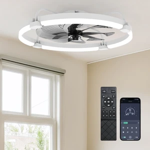 24 Inch Flush Mount Ceiling Fans with Lights, APP Control, White Quiet Reversible Motor, Night Light Mode, 6 Speeds, 3CCT, Dimmable, Low Profile, Remote, Memory Function, Timer, Bedroom 24 Inch Flush Mount Ceiling Fans with Lights, APP Control, White Quiet Reversible Motor, Night Light Mode, 6 Speeds, 3CCT, Dimmable, Low Profile, Remote, Memory Function, Timer, Bedroom