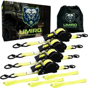 Retractable Ratchet Straps, 4-Pack, 1 Inch x 12 Feet Heavy Duty Tie Downs, 1760lb Break Strength, Self Retracting for Truck, Cargo, Trailer, Motorcycle, ATV, UTV (Yellow, 4pack) Retractable Ratchet Straps, 4-Pack, 1 Inch x 12 Feet Heavy Duty Tie Downs, 1760lb Break Strength, Self Retracting for Truck, Cargo, Trailer, Motorcycle, ATV, UTV (Yellow, 4pack)