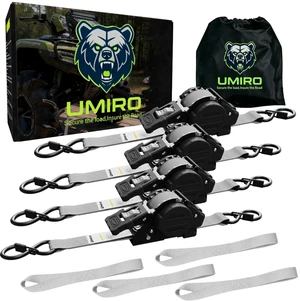 Retractable Ratchet Straps, 4-Pack, 1 Inch x 12 Feet Heavy Duty Tie Downs, 1760lb Break Strength, Self Retracting for Truck, Cargo, Trailer, Motorcycle, ATV, UTV (Grey, 4pack) Retractable Ratchet Straps, 4-Pack, 1 Inch x 12 Feet Heavy Duty Tie Downs, 1760lb Break Strength, Self Retracting for Truck, Cargo, Trailer, Motorcycle, ATV, UTV (Grey, 4pack)