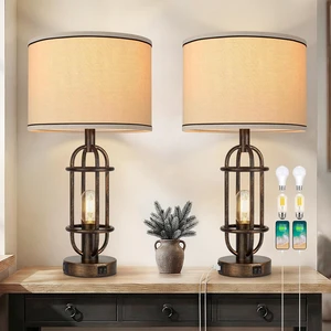 22.3Vintage Table Lamps for Living Room, Bedroom Lamps Set of 2 Retro Bronze, Farmhouse Bedside Lamps for Nightstand, End Table, Foyer, Dual Button Switch, USB A+C Ports, Bulbs Included 22.3Vintage Table Lamps for Living Room, Bedroom Lamps Set of 2 Retro Bronze, Farmhouse Bedside Lamps for Nightstand, End Table, Foyer, Dual Button Switch, USB A+C Ports, Bulbs Included