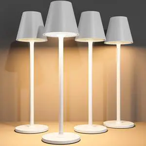4-Pack Cordless Table Lamps - 5000mAh Rechargeable Battery Operated Desk Lamp, 3-Level Dimmable LED Night Light for Bedroom, Dining, Restaurant - Metal Design(White 4PACK) 4-Pack Cordless Table Lamps - 5000mAh Rechargeable Battery Operated Desk Lamp, 3-Level Dimmable LED Night Light for Bedroom, Dining, Restaurant - Metal Design(White 4PACK)