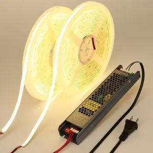 24V Diffused Outdoor COB LED Strip Lights Waterproof 65.6ft IP67 4000K Natural White LED Tape Light Adhesive 160W CRI 93 with Power Supply for Bedroom Garden Living Room, 2 Rolls of 32.8ft 24V Diffused Outdoor COB LED Strip Lights Waterproof 65.6ft IP67 4000K Natural White LED Tape Light Adhesive 160W CRI 93 with Power Supply for Bedroom Garden Living Room, 2 Rolls of 32.8ft