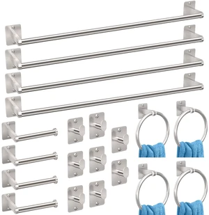 20-Piece Brushed Nickel Bathroom Hardware Set, 24 inch Towel Bar Towel Racks for Bathroom Accessories Set, Robe Towel Hooks, Toilet Paper Holder Wall Mounted 20-Piece Brushed Nickel Bathroom Hardware Set, 24 inch Towel Bar Towel Racks for Bathroom Accessories Set, Robe Towel Hooks, Toilet Paper Holder Wall Mounted