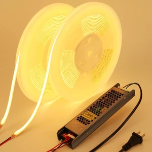 24V Diffused Outdoor COB LED Strip Lights Waterproof 65.6ft IP67 3000K Warm White LED Tape Light Adhesive 160W CRI 93 with Power Supply for Bedroom Garden Living Room, 2 Rolls of 32.8ft 24V Diffused Outdoor COB LED Strip Lights Waterproof 65.6ft IP67 3000K Warm White LED Tape Light Adhesive 160W CRI 93 with Power Supply for Bedroom Garden Living Room, 2 Rolls of 32.8ft