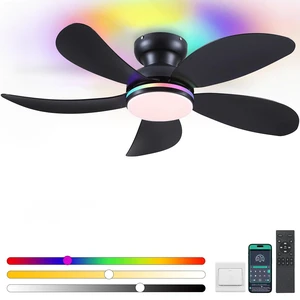 42" Black Modern Low Profile RGB Ceiling Fans with Lights and Remote 14 RGB Modes,Supports Remote and APP,6 Wind Speeds, Reversible, Dimmable 3 CCT LED, 30W DC Motor,Suits for Bedroom Kidsroom 42" Black Modern Low Profile RGB Ceiling Fans with Lights and Remote 14 RGB Modes,Supports Remote and APP,6 Wind Speeds, Reversible, Dimmable 3 CCT LED, 30W DC Motor,Suits for Bedroom Kidsroom