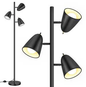 Tree Floor Lamp with 3 Light Bulbs, Standing Tall Pole Lamps for Living Room Bedroom Office, Reading Stand up Lamps with 3 Adjustable Arms, Black Tree Floor Lamp with 3 Light Bulbs, Standing Tall Pole Lamps for Living Room Bedroom Office, Reading Stand up Lamps with 3 Adjustable Arms, Black