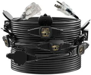 50FT Outdoor Extension Cord, 16 Gauge SJTW 5-15R Cable Male Plug to Female Connector,10 Evenly-Spaced Outlets Plug,Suitable for Stage Setting or outdor 50FT Outdoor Extension Cord, 16 Gauge SJTW 5-15R Cable Male Plug to Female Connector,10 Evenly-Spaced Outlets Plug,Suitable for Stage Setting or outdor