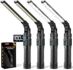 4Pack Magnetic Rechargeable LED Work Light/Flashlight for Mechanics All Aluminum, 1500 High Lumens, Digital Display, 7 Modes, 360° Rotation, for Car Repairing, Emergency, Gifts for Father 4Pack Magnetic Rechargeable LED Work Light/Flashlight for Mechanics All Aluminum, 1500 High Lumens, Digital Display, 7 Modes, 360° Rotation, for Car Repairing, Emergency, Gifts for Father