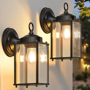 Outdoor Wall Lantern, Exterior Waterproof Wall Sconce Light Fixtures, Black Front Door Lighting, Anti-Rust E26 Socket Porch Lamp, 2 Pack Outdoor Wall Lantern, Exterior Waterproof Wall Sconce Light Fixtures, Black Front Door Lighting, Anti-Rust E26 Socket Porch Lamp, 2 Pack