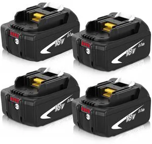 4 Pack Upgraded 8000mAh BL1860B Replacement for Makita 18V Battery (White) Compatible with Makita 18 Volt Battery BL1815 BL1820B BL1830 BL1840 BL1850 BL1840B BL1850B Cordless Tools with LED Indicator 4 Pack Upgraded 8000mAh BL1860B Replacement for Makita 18V Battery (White) Compatible with Makita 18 Volt Battery BL1815 BL1820B BL1830 BL1840 BL1850 BL1840B BL1850B Cordless Tools with LED Indicator