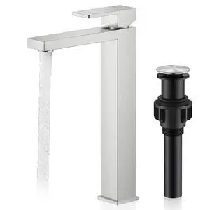 Brushed Nickel Vessel Sink Faucet, 1 Handle Tall Bathroom Sink Faucet Vessel Bowl Faucet with Pop Up Drain & Supply Lines, Lead-Free cUPC & NSF Certified, 1 Hole Faucet for Vanity RV Restroom Brushed Nickel Vessel Sink Faucet, 1 Handle Tall Bathroom Sink Faucet Vessel Bowl Faucet with Pop Up Drain & Supply Lines, Lead-Free cUPC & NSF Certified, 1 Hole Faucet for Vanity RV Restroom