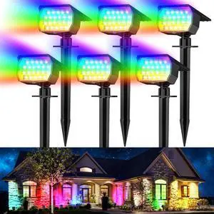 Solar Spot Lights Outdoor Waterproof, Solar Spotlights, 6 Packs, RGB 46LED, 3 Mode, Auto On/Off Landscape Spotlights Solar Powered Flood Lights for Outside Pathway Yard Garden House Walkway Tree Solar Spot Lights Outdoor Waterproof, Solar Spotlights, 6 Packs, RGB 46LED, 3 Mode, Auto On/Off Landscape Spotlights Solar Powered Flood Lights for Outside Pathway Yard Garden House Walkway Tree