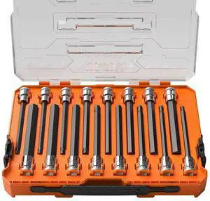 652216HEXL Long Hex Bit Socket Set, 16-Piece, SAE and Metric Socket Set, Long Hex Bits, MODbox Case 652216HEXL Long Hex Bit Socket Set, 16-Piece, SAE and Metric Socket Set, Long Hex Bits, MODbox Case