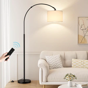 Dimmable Arc Floor Lamp with Remote, Color Temp Adjustable Rotating Head, Foot Switch & Remote, Arched Floor Lamp for Living Room Bedroom Office, Over Couch Arched Light, White & Black Dimmable Arc Floor Lamp with Remote, Color Temp Adjustable Rotating Head, Foot Switch & Remote, Arched Floor Lamp for Living Room Bedroom Office, Over Couch Arched Light, White & Black