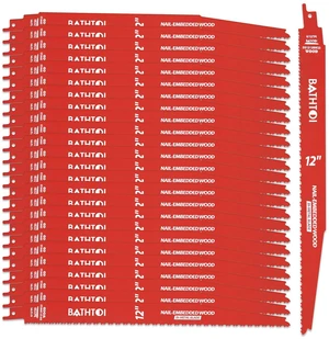 25 Pack 12 Inch 6/12 Tpi Reciprocating Saw Blades for Nail-Embedded Wood for Wood & Nail-Embedded Wood, Bi-Metal Sawzall Blades, Dual Tooth Design, with 8% Cobalt, Longer Life & Faster Cutting Speed 25 Pack 12 Inch 6/12 Tpi Reciprocating Saw Blades for Nail-Embedded Wood for Wood & Nail-Embedded Wood, Bi-Metal Sawzall Blades, Dual Tooth Design, with 8% Cobalt, Longer Life & Faster Cutting Speed