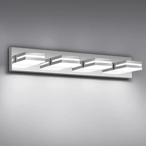 Modern LED Stainless Steel Chrome Acrylic Bathroom Lights Fixtures 4-Light Wall Lighting,Vanity Lights for Bathroom Over Mirror 6000K 350°RotateNo Assembly Required Modern LED Stainless Steel Chrome Acrylic Bathroom Lights Fixtures 4-Light Wall Lighting,Vanity Lights for Bathroom Over Mirror 6000K 350°RotateNo Assembly Required