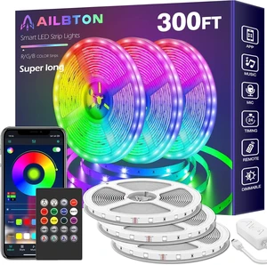 300ft Led Strip Lights(3 Rolls of 100ft led Lights) Ultra Long Led Light Strip with App Voice Control Remote,5050 RGB Music Sync Color Changing Led Lights for Bedroom,Party,Home Decoration 300ft Led Strip Lights(3 Rolls of 100ft led Lights) Ultra Long Led Light Strip with App Voice Control Remote,5050 RGB Music Sync Color Changing Led Lights for Bedroom,Party,Home Decoration
