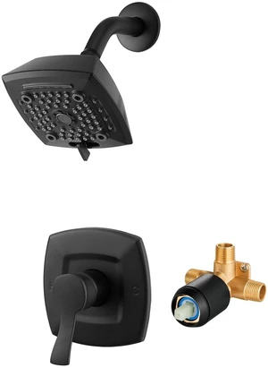 Black Shower Head And Faucet Set Complete With Valve Shower Fixtures With 6 Inch High Pressure Rain Shower Head Trim kit Regaderas Para bBaño Modernas Black Shower Head And Faucet Set Complete With Valve Shower Fixtures With 6 Inch High Pressure Rain Shower Head Trim kit Regaderas Para bBaño Modernas