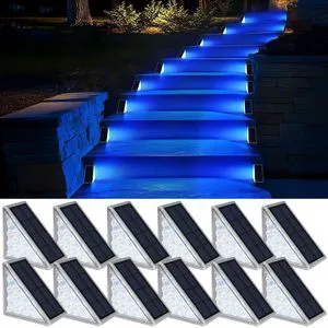 12 Pack Solar Stair Lights, Outdoor Step Lights with Waterproof IP67, Blue Color LED Solar Light for Outside Light Decor for Stair, Deck, Front Step, Front Porch, Patio and Backyard 12 Pack Solar Stair Lights, Outdoor Step Lights with Waterproof IP67, Blue Color LED Solar Light for Outside Light Decor for Stair, Deck, Front Step, Front Porch, Patio and Backyard