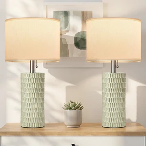 20 Modern Table Lamps Set of 2, Lamps for Bedroom, Light Green Ceramic Table Lamps for Nightstands, Small Table Lamps for Living Room, Bedside, End Table, Kids Room, Pull Chain Switch 20 Modern Table Lamps Set of 2, Lamps for Bedroom, Light Green Ceramic Table Lamps for Nightstands, Small Table Lamps for Living Room, Bedside, End Table, Kids Room, Pull Chain Switch