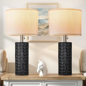 20 Modern Table Lamps Set of 2, Lamps for Bedroom, Black Ceramic Table Lamps for Nightstands, Small Table Lamps for Living Room, Bedside, End Table, Loft, Office, Pull Chain Switch 20 Modern Table Lamps Set of 2, Lamps for Bedroom, Black Ceramic Table Lamps for Nightstands, Small Table Lamps for Living Room, Bedside, End Table, Loft, Office, Pull Chain Switch