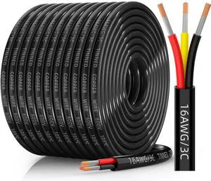 16 Gauge Wire, 16/3 Conductor Tinned Copper Electrical Wire, 100FT Flexible, Waterproof & Flame-Retardant Low-Voltage 16 AWG 3 Wire Cable with PVC Jacket for Automotive, RV, Marine, LED Strip 16 Gauge Wire, 16/3 Conductor Tinned Copper Electrical Wire, 100FT Flexible, Waterproof & Flame-Retardant Low-Voltage 16 AWG 3 Wire Cable with PVC Jacket for Automotive, RV, Marine, LED Strip