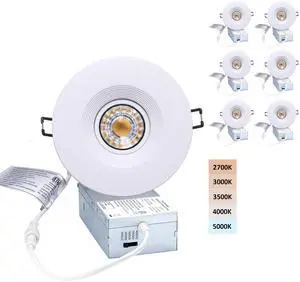 4 Inch LED Recessed Lights 6 Pack, Adjustable Gimbal Downlight,White Anti-dazzle,8W 851LM,Premium Canless Spotlight,5CCT 2700K-5000K,5-100% Dimmable,30°Tilt,Die-cast Aluminum,Baffle,ETL,IC Rated 4 Inch LED Recessed Lights 6 Pack, Adjustable Gimbal Downlight,White Anti-dazzle,8W 851LM,Premium Canless Spotlight,5CCT 2700K-5000K,5-100% Dimmable,30°Tilt,Die-cast Aluminum,Baffle,ETL,IC Rated