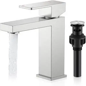 Brushed Nickel Bathroom Faucet 1 Hole, Single Handle Vanity Faucet Bathroom Sink Faucet with Pop Up Drain & Supply Lines, Lead-Free cUPC & NSF Certified, 1 Handle Faucet for Vanity RV Restroom Brushed Nickel Bathroom Faucet 1 Hole, Single Handle Vanity Faucet Bathroom Sink Faucet with Pop Up Drain & Supply Lines, Lead-Free cUPC & NSF Certified, 1 Handle Faucet for Vanity RV Restroom