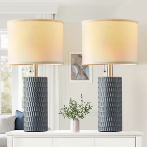 20 Modern Ceramic Table Lamps for Bedroom, Set of 2, Grey Bedside lamps for nightstands, Small Table Lamps for Living room, Home Office, End Table and Hallways 20 Modern Ceramic Table Lamps for Bedroom, Set of 2, Grey Bedside lamps for nightstands, Small Table Lamps for Living room, Home Office, End Table and Hallways