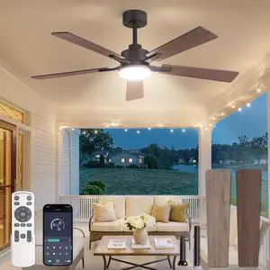 52 Inch Ceiling Fans with Lights DC Motor, Remote & APP Control Dimmable, 3CCT, 6 Speed, Memory Function, Timer, Dual-Sided Reversible Blade, Flat/Sloped Ceiling, Living Room, Covered Patio 52 Inch Ceiling Fans with Lights DC Motor, Remote & APP Control Dimmable, 3CCT, 6 Speed, Memory Function, Timer, Dual-Sided Reversible Blade, Flat/Sloped Ceiling, Living Room, Covered Patio