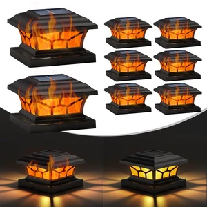 8 Pack Solar Post Cap Lights Outdoor, Flickering Flame & Warm White Fits 4x4, 5x5, 6x6 Wooden & Vinyl Posts,Fence Deck Post Lights,Edison-style bulb 8 Pack Solar Post Cap Lights Outdoor, Flickering Flame & Warm White Fits 4x4, 5x5, 6x6 Wooden & Vinyl Posts,Fence Deck Post Lights,Edison-style bulb