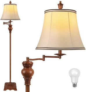 Vintage Floor Lamps for Living Room,Traditional 350° Adjustable Swing Arm Farmhouse Floor Lamp for Bedroom, Rustic Standing Lamp Pole Lamps for Reading, Home Décor and Office, Wood Grain Vintage Floor Lamps for Living Room,Traditional 350° Adjustable Swing Arm Farmhouse Floor Lamp for Bedroom, Rustic Standing Lamp Pole Lamps for Reading, Home Décor and Office, Wood Grain