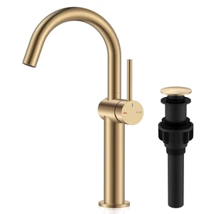 Champagne Bronze Vessel Sink Faucet, 1 Handle Tall Bathroom Faucet Vessel Bowl Faucet with Pop Up Drain & Supply Lines, Lead-Free cUPC & NSF Certified, 1 Hole Faucet for Vanity RV Restroom Champagne Bronze Vessel Sink Faucet, 1 Handle Tall Bathroom Faucet Vessel Bowl Faucet with Pop Up Drain & Supply Lines, Lead-Free cUPC & NSF Certified, 1 Hole Faucet for Vanity RV Restroom