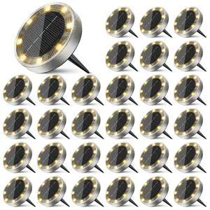 30 Pack Solar Lights Outdoor Waterproof, 8 LED Solar Ground Lights Flat Solar Disc Light Landscape Lighting for Pathway Garden Yard Walkway Driveway Lawn, Warm White 30 Pack Solar Lights Outdoor Waterproof, 8 LED Solar Ground Lights Flat Solar Disc Light Landscape Lighting for Pathway Garden Yard Walkway Driveway Lawn, Warm White