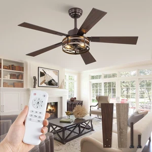 48" Farmhouse Ceiling Fans with Light & Remote, 6-Speed Caged Quiet and Reversible, Dual Finish 5 Blades, Rustic for Bedroom and Living Room, Oil Bronze 48" Farmhouse Ceiling Fans with Light & Remote, 6-Speed Caged Quiet and Reversible, Dual Finish 5 Blades, Rustic for Bedroom and Living Room, Oil Bronze