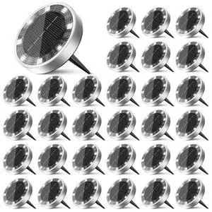 30 Solar Lights Outdoor Waterproof, 8 LED Solar Ground Lights Flat Solar Disc Light Landscape Lighting for Pathway Garden Yard Walkway Driveway Lawn, Cool White 30 Solar Lights Outdoor Waterproof, 8 LED Solar Ground Lights Flat Solar Disc Light Landscape Lighting for Pathway Garden Yard Walkway Driveway Lawn, Cool White