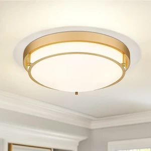 16 Inch Flush Mount Ceiling Light,White Frosted Glass,Brass Gold 3 E26 sockets,Close to Ceiling Light for bedroom,hallway,kitchen,entryway 16 Inch Flush Mount Ceiling Light,White Frosted Glass,Brass Gold 3 E26 sockets,Close to Ceiling Light for bedroom,hallway,kitchen,entryway