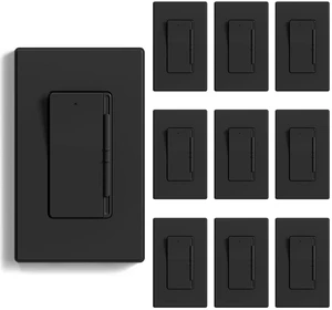 Digital Slide Dimmer Light Switch, Dimmer Switch with Decorative Frameless Design Wallplate for LED/CFL, Incandescent,Halogen Bulbs, Single Pole/3-Way, UL Listed, 10 Pack, Matte Black Digital Slide Dimmer Light Switch, Dimmer Switch with Decorative Frameless Design Wallplate for LED/CFL, Incandescent,Halogen Bulbs, Single Pole/3-Way, UL Listed, 10 Pack, Matte Black
