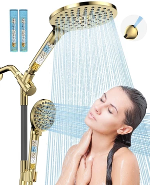 21-Setting Dual Filtered Handheld Shower Heads Combo, Modern Gold Upgraded High Pressure Rainfall Showerhead Set with Filter, Power Wash, Removes 99% Chlorine, Improves Skin Hair Condition 21-Setting Dual Filtered Handheld Shower Heads Combo, Modern Gold Upgraded High Pressure Rainfall Showerhead Set with Filter, Power Wash, Removes 99% Chlorine, Improves Skin Hair Condition