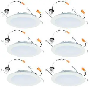 HLBT 6 inch LED Recessed Light Slim Trim Retrofit 5CCT 765lm 6PK slim disk wafer retrofit can light LED trim, wet-rated for showers and outdoor use, 2700K-5000K, Dims to 5% HLBT 6 inch LED Recessed Light Slim Trim Retrofit 5CCT 765lm 6PK slim disk wafer retrofit can light LED trim, wet-rated for showers and outdoor use, 2700K-5000K, Dims to 5%