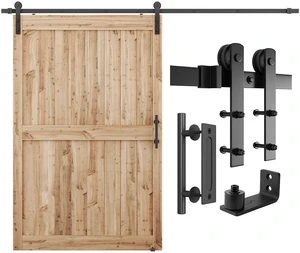 9 FT Heavy Duty Sturdy Sliding Barn Door Hardware Kit, Black (Whole Set Includes 1x Pull Handle Set & 1x Floor Guide) Fit 50''-54" Wide Door Panel (I Shape Hanger) 9 FT Heavy Duty Sturdy Sliding Barn Door Hardware Kit, Black (Whole Set Includes 1x Pull Handle Set & 1x Floor Guide) Fit 50''-54" Wide Door Panel (I Shape Hanger)