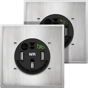 Extra Weather-Resistant Flush Receptacle, NEMA 14-50R, UL Listed 2-Pack, Matte Black, EV Charging, 3-Pole, 4-Wire, 2.40" Diameter, 125/250Vac, New Version, Nylon, Self-Grounding Extra Weather-Resistant Flush Receptacle, NEMA 14-50R, UL Listed 2-Pack, Matte Black, EV Charging, 3-Pole, 4-Wire, 2.40" Diameter, 125/250Vac, New Version, Nylon, Self-Grounding