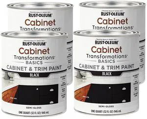 372012-4PK Transformations Basics Cabinet & Trim Paint, Quart, Black, 4 Pack 372012-4PK Transformations Basics Cabinet & Trim Paint, Quart, Black, 4 Pack