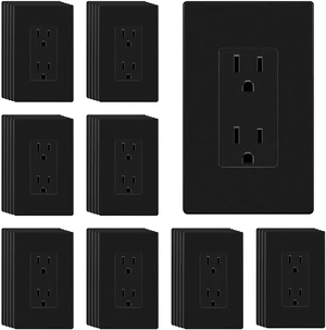 40 Pack Decorator Outlet 15A Receptacle with Screwless Wall Plate Self-Grounding, UL Listed, Standard Residential Electrical Outlets for Home, Non-Tamper Resistant, 5-15R, 125V, Matte Black 40 Pack Decorator Outlet 15A Receptacle with Screwless Wall Plate Self-Grounding, UL Listed, Standard Residential Electrical Outlets for Home, Non-Tamper Resistant, 5-15R, 125V, Matte Black