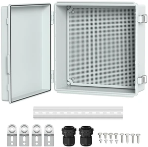 Outdoor Waterproof Electrical Box 13x13x5 IP67 water&UV proof box, 304 stainless latch, durable plastic, plate&rail, wall/freestand for marine, solar, Starlink & more Outdoor Waterproof Electrical Box 13x13x5 IP67 water&UV proof box, 304 stainless latch, durable plastic, plate&rail, wall/freestand for marine, solar, Starlink & more