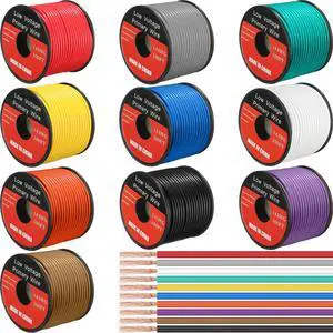 10 Pcs 14 Gauge Automotive Wire 150 Ft, CCA for 12V Car Audio Copper Clad Aluminum with 10 Colors, Stranded Primary Wire for Automotive Electrical and Harness Wiring Applications 10 Pcs 14 Gauge Automotive Wire 150 Ft, CCA for 12V Car Audio Copper Clad Aluminum with 10 Colors, Stranded Primary Wire for Automotive Electrical and Harness Wiring Applications