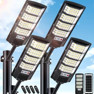 4 Pack Solar Street Lights Outdoor Waterproof, 6500K LED Motion Sensor Lights, Dusk to Dawn Solar Flood Lights with Remote,Parking Lot Light,Commercial Area Lighting for Outside 4 Pack Solar Street Lights Outdoor Waterproof, 6500K LED Motion Sensor Lights, Dusk to Dawn Solar Flood Lights with Remote,Parking Lot Light,Commercial Area Lighting for Outside